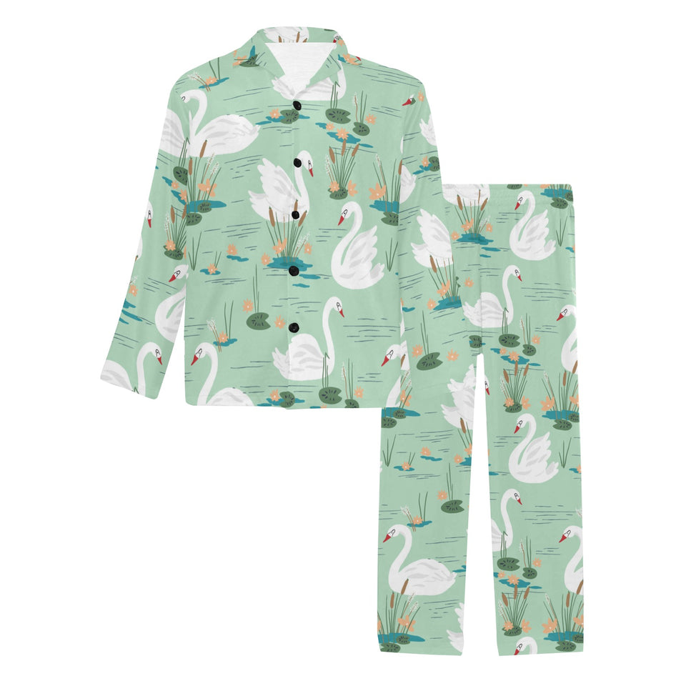 White swan lake pattern Men's Long Pajama Set