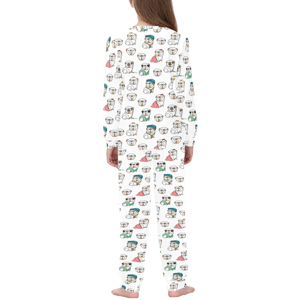 English Bulldog Pattern Print Design 03 Kids' Boys' Girls' All Over Print Pajama Set