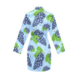 Watercolor grape pattern Women's Long Sleeve Belted Night Robe