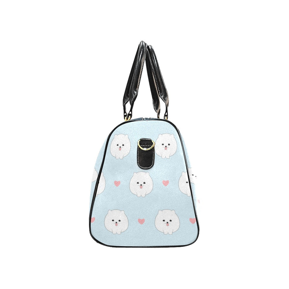 White cute pomeranian pattern Travel Bag