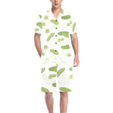 Cucumber sketch pattern Men's V-Neck Short Pajama Set