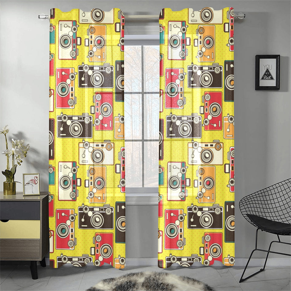 Camera Pattern Print Design 02 Gauze Curtain