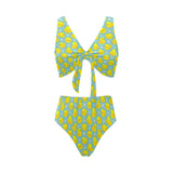 Duck Pattern Print Design 03 Chest Bowknot High Waisted Bikini Swimsuit