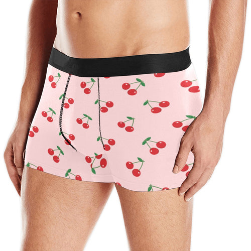 cherry pattern pink background Men's All Over Print Boxer Briefs Men's Underwear