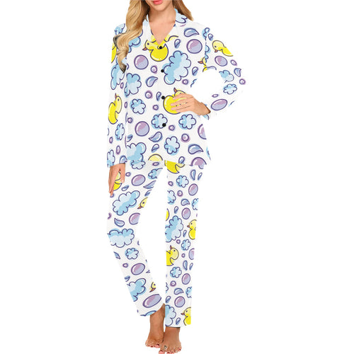 Duck Pattern Print Design 01 Women's Long Pajama Set