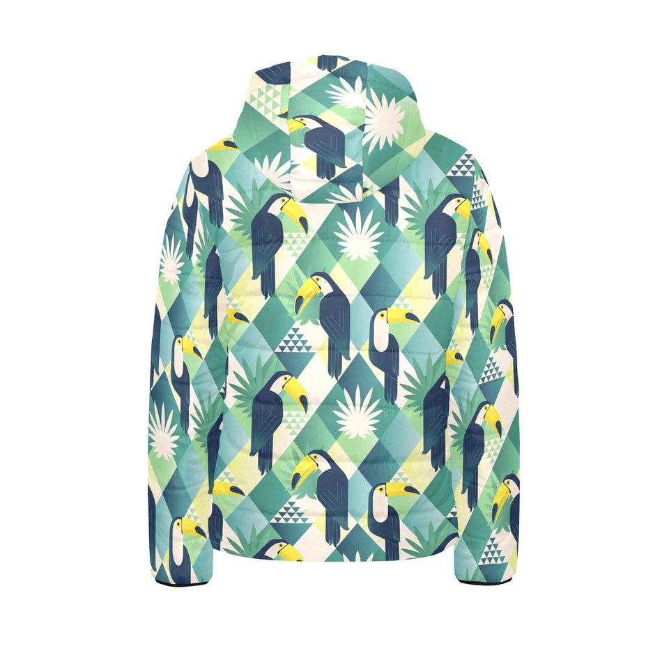 Toucan tropical leaves design pattern Kids' Boys' Girls' Padded Hooded Jacket