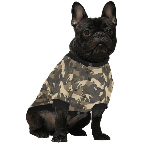 Horse Camouflage Pattern All Over Print Pet Dog Round Neck Fuzzy Shirt