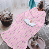 Lavender pattern pink background Blanket Robe with Sleeves