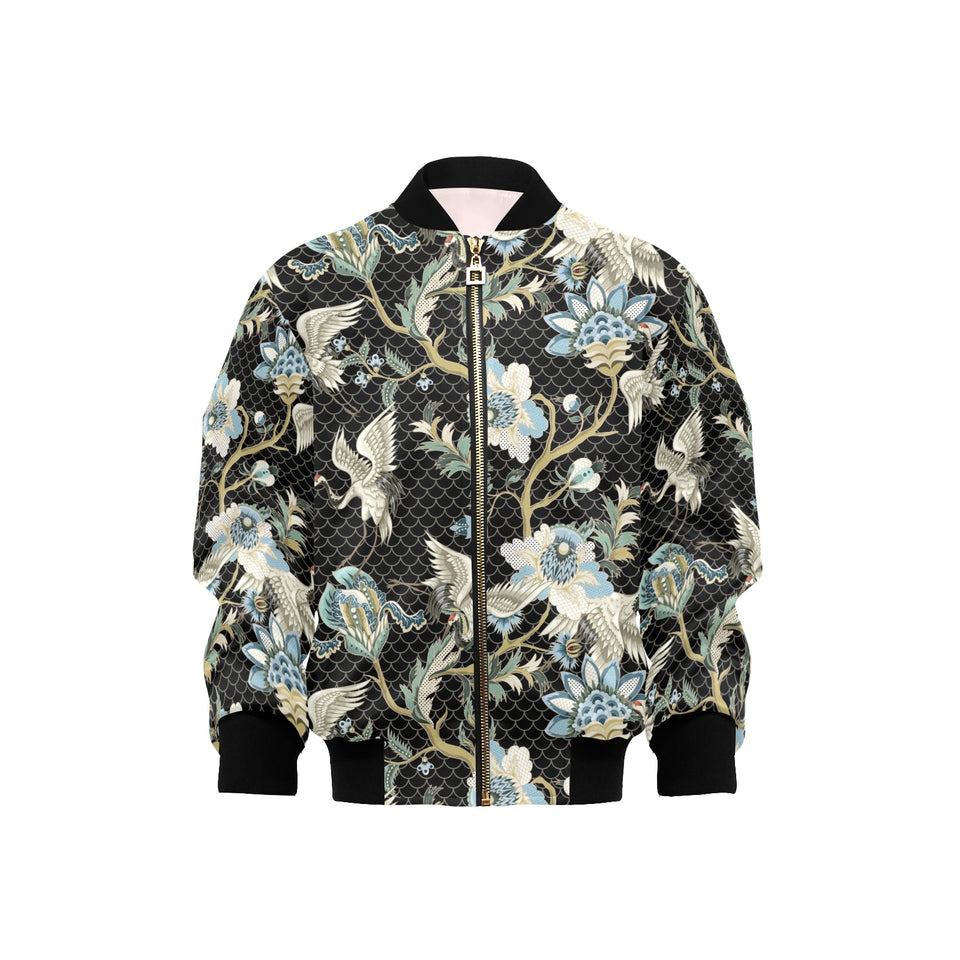 Japanese crane ornament elements Kids' Boys' Girls' Bomber Jacket