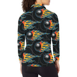 Bowling balls flame pattern Women's Long Sleeve Polo Shirt