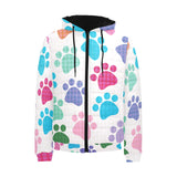 Dog Paws Pattern Print Design 01 Men's Padded Hooded Jacket