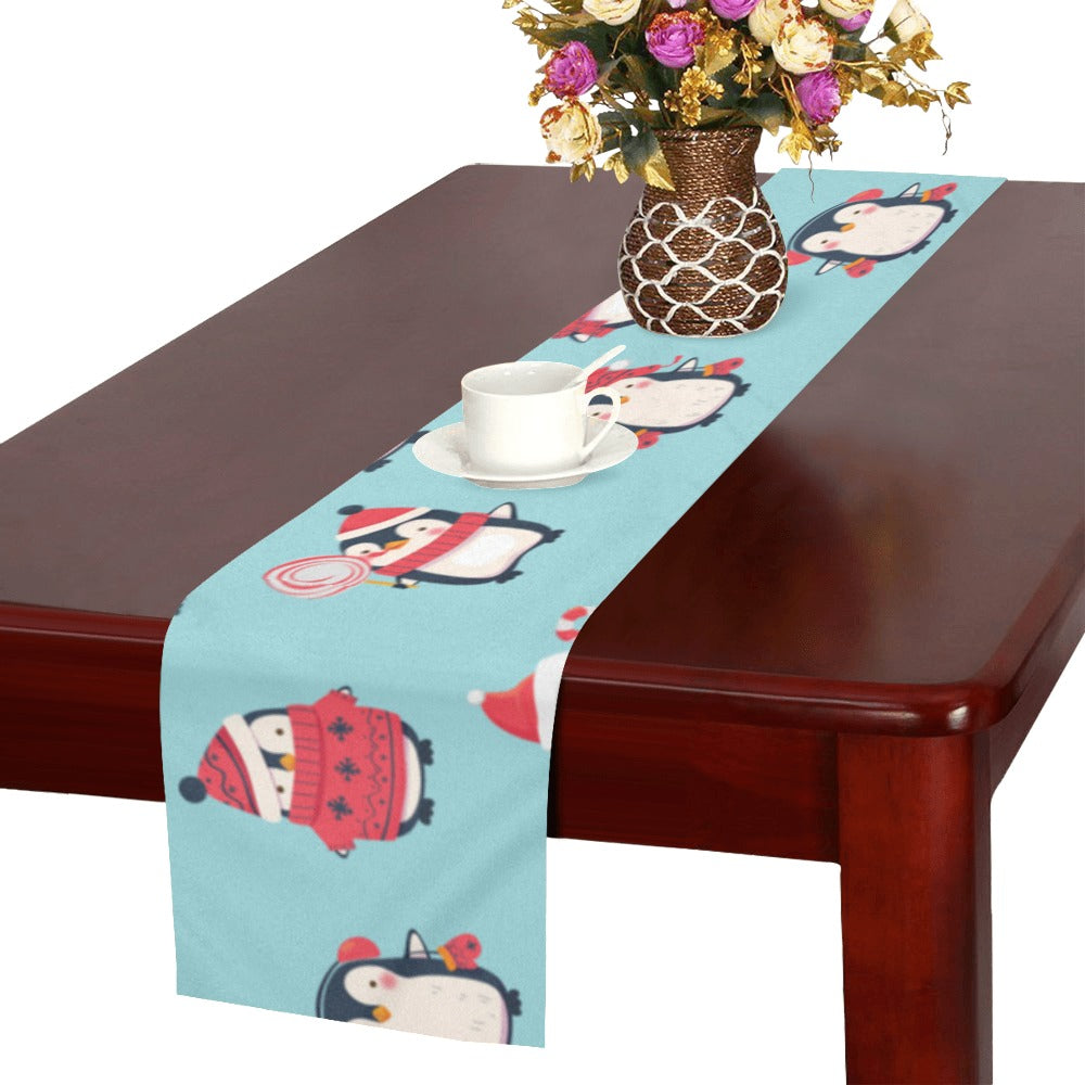 Cute penguin christmas design pattern Table Runner