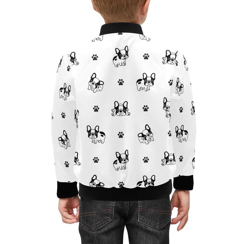 Cute french bulldog paw pattern Kids' Boys' Girls' Bomber Jacket