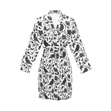 Crow dark floral pattern Women's Long Sleeve Belted Night Robe