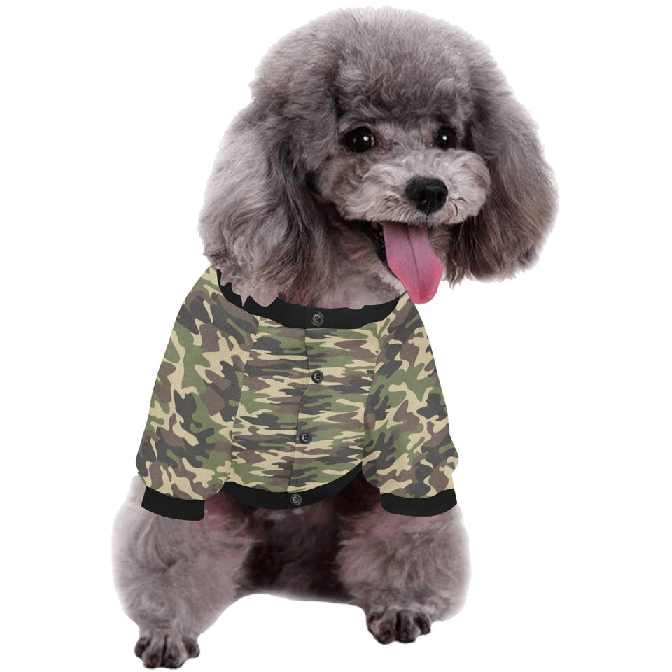 Dark Green camouflage pattern All Over Print Pet Dog Round Neck Fuzzy Shirt