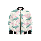Pink lotus waterlily leaves pattern Kids' Boys' Girls' Bomber Jacket