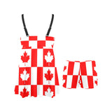 Canada Pattern Print Design 05 Chest Sexy Pleated Two Piece Swim Dress