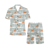 Beautiful deers Winter Christmas Men's V-Neck Short Pajama Set