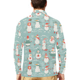 Cute snowman pattern Men's Long Sleeve Polo Shirt