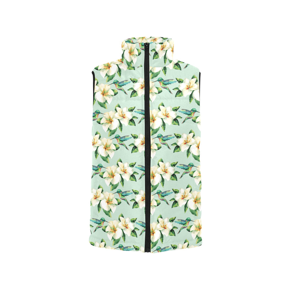 Hummingbird Pattern Print Design 01 Women's Padded Vest
