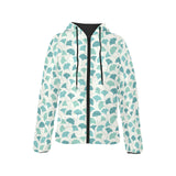 Green ginkgo leaves pattern Women's Padded Hooded Jacket