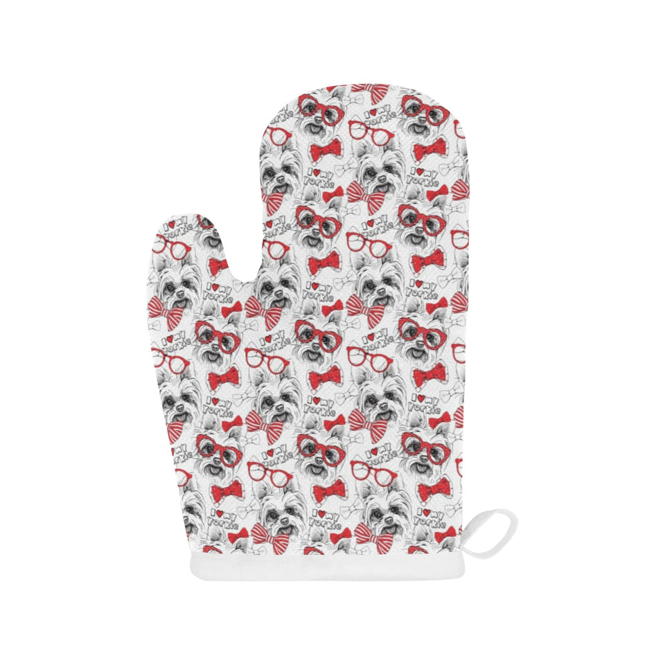 Yorkshire Terrier Pattern Print Design 04 Heat Resistant Oven Mitts