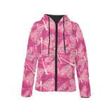 Beautiful dragonfly pink background Women's Padded Hooded Jacket