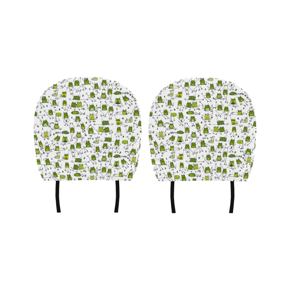 Sketch funny frog pattern Car Headrest Cover