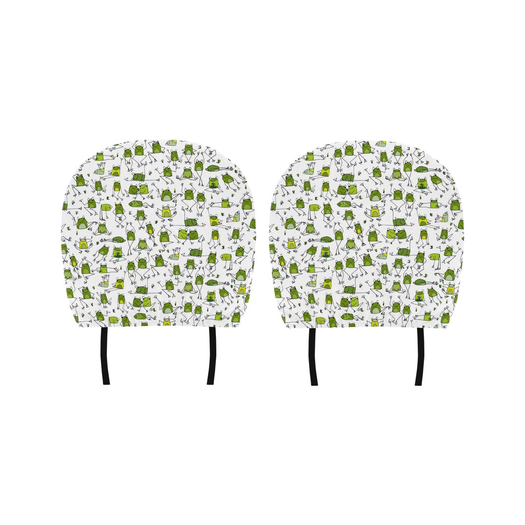 Sketch funny frog pattern Car Headrest Cover