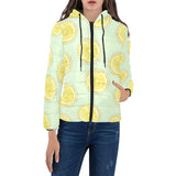 slice of lemon pattern Women's Padded Hooded Jacket