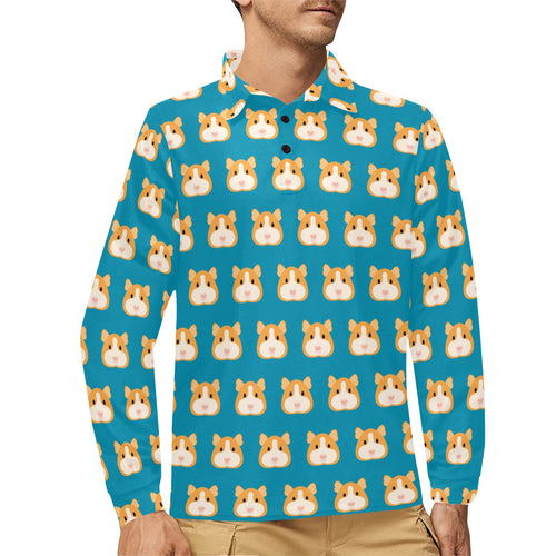 Guinea Pig Pattern Print Design 03 Men's Long Sleeve Polo Shirt