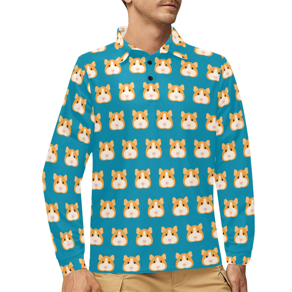Guinea Pig Pattern Print Design 03 Men's Long Sleeve Polo Shirt