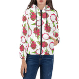 dragon fruits white background Women's Padded Hooded Jacket