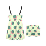 Snail Pattern Print Design 04 Chest Sexy Pleated Two Piece Swim Dress