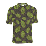 Hop pattern black background Men's All Over Print Polo Shirt