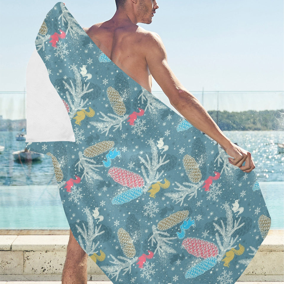 Squirrel Pattern Print Design 01 Beach Towel