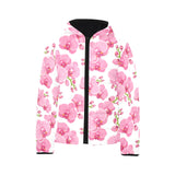 pink purple orchid pattern background Kids' Boys' Girls' Padded Hooded Jacket