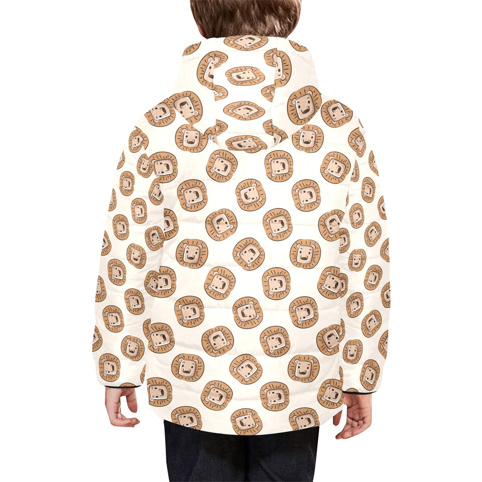 Lion Pattern Print Design 01 Kids' Boys' Girls' Padded Hooded Jacket