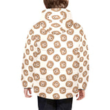Lion Pattern Print Design 01 Kids' Boys' Girls' Padded Hooded Jacket