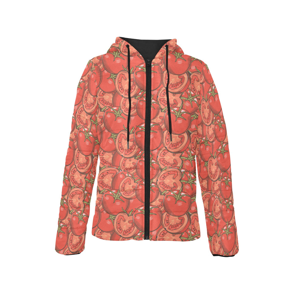 Red Tomato Pattern Women's Padded Hooded Jacket