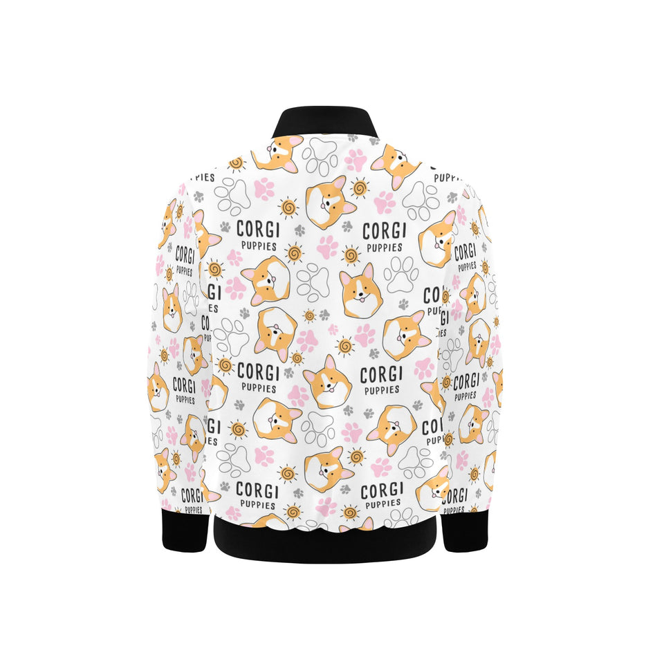 Corgi Dog Pattern Kids' Boys' Girls' Bomber Jacket