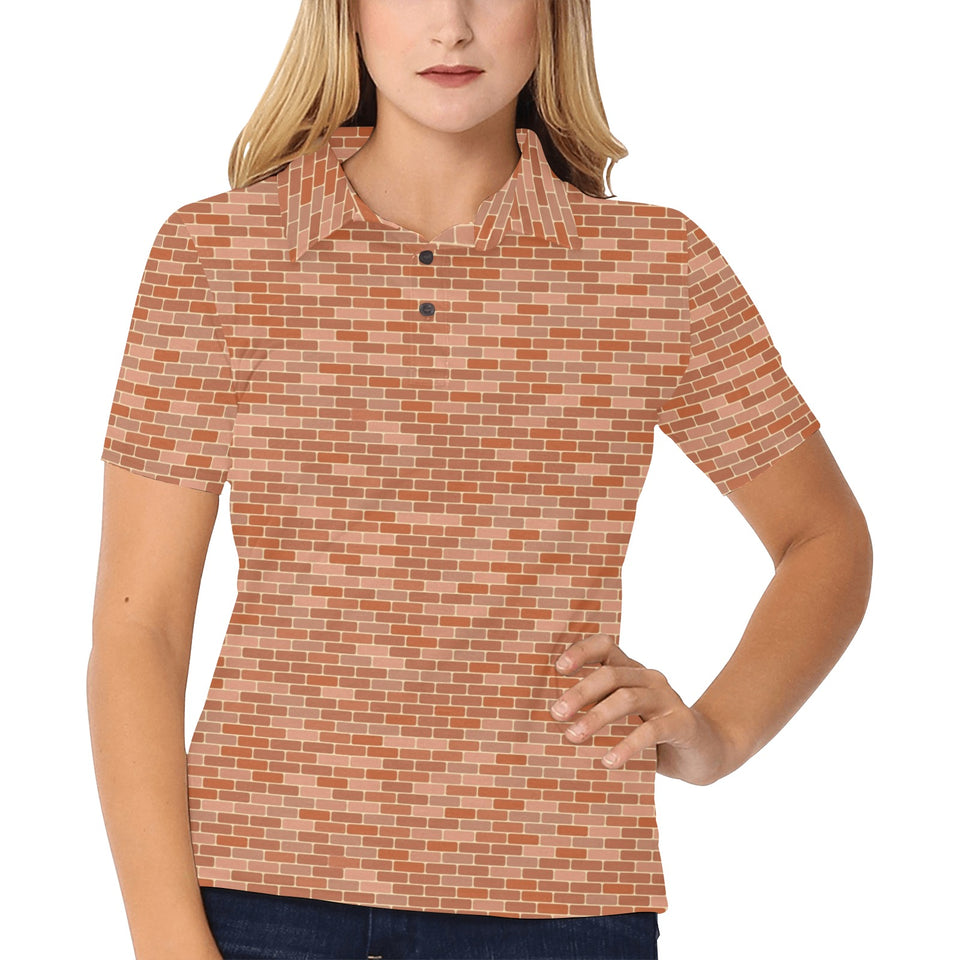 Brick Printed Pattern Print Design 02 Women's All Over Print Polo Shirt