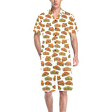 Sandwich Pattern Print Design 02 Men's V-Neck Short Pajama Set