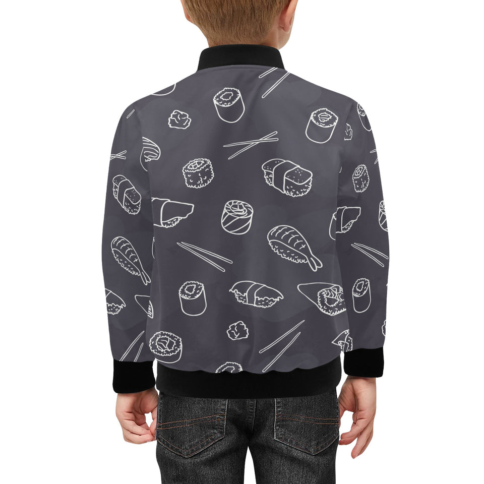 sushi pattern black background Kids' Boys' Girls' Bomber Jacket