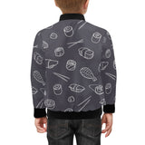 sushi pattern black background Kids' Boys' Girls' Bomber Jacket