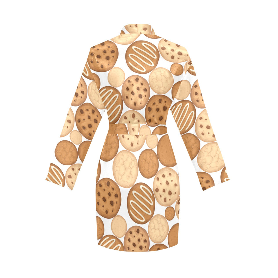 Various cookie pattern Women's Long Sleeve Belted Night Robe