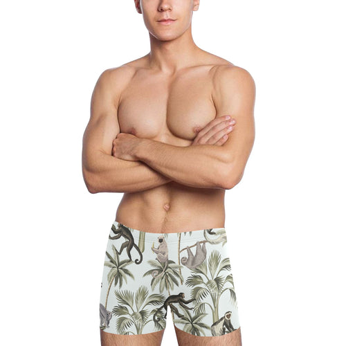 Monkey sloth lemur palm trees pattern Men's Swimming Trunks