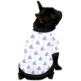 Sailboat anchor pattern All Over Print Pet Dog Round Neck Fuzzy Shirt
