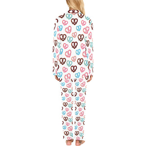 Pretzels Pattern Print Design 04 Women's Long Pajama Set