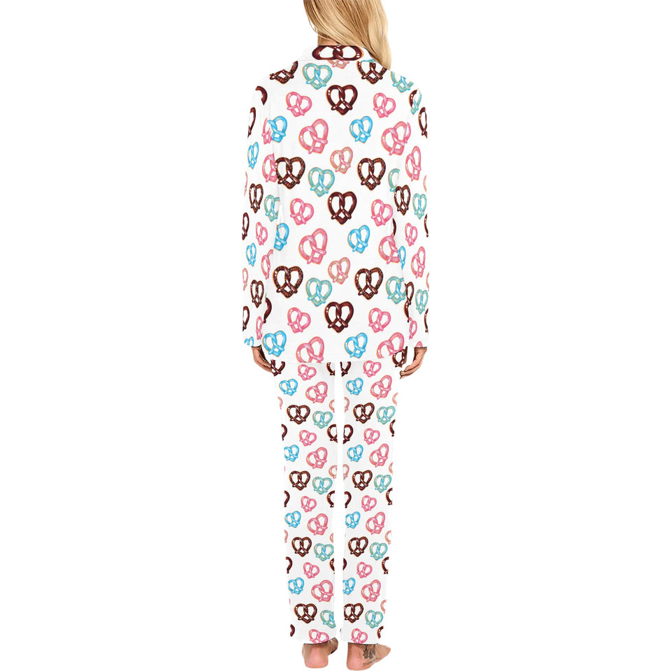 Pretzels Pattern Print Design 04 Women's Long Pajama Set